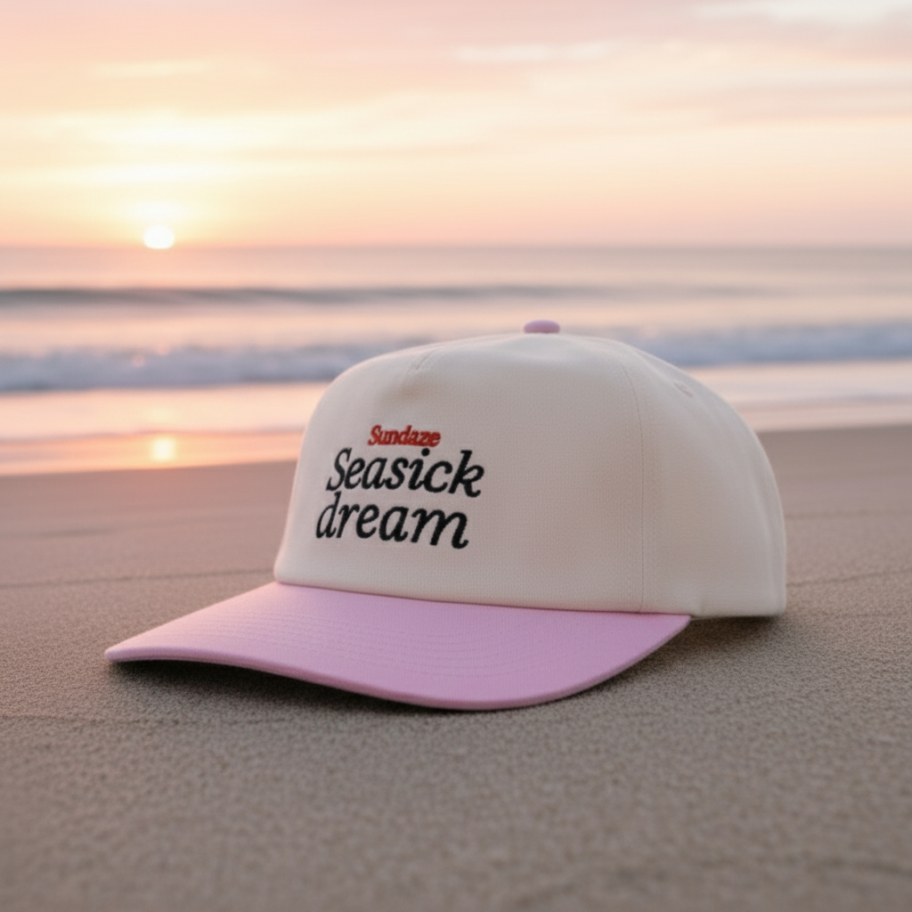 Seasick Dream Pink and Creme Cotton Panel Hat