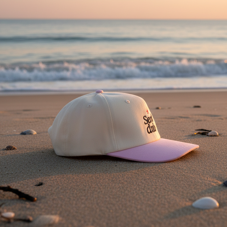 Seasick Dream Pink and Creme Cotton Panel Hat