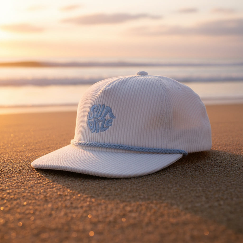 White Corduroy SunDaze Circle Hat
