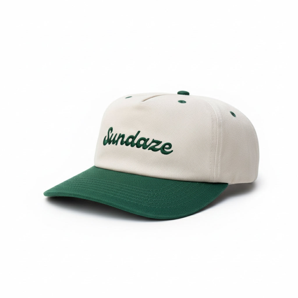 Cap with 'Sundaze' text on a white background