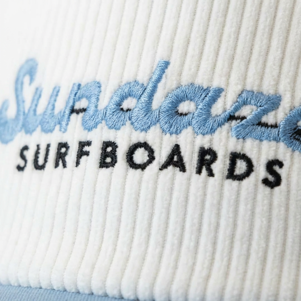 Surfboard Blue and White Corduroy and Cotton