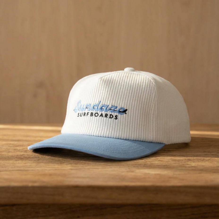 Surfboard Blue and White Corduroy and Cotton